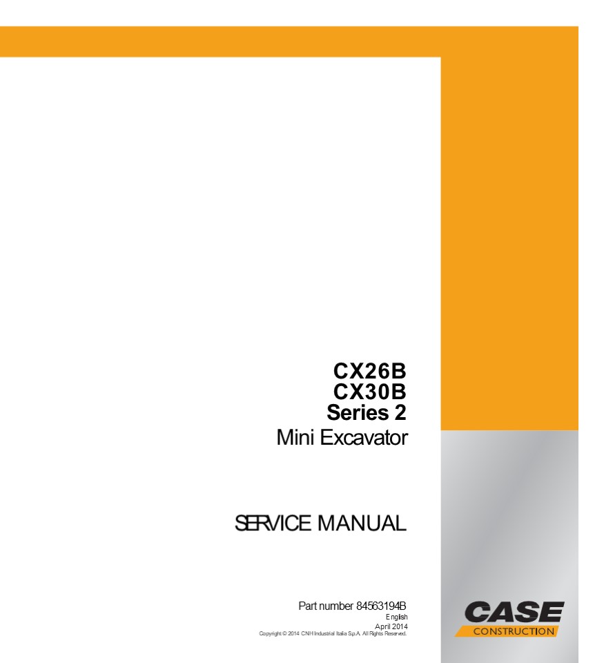 CASE CX30B Series 2 Mini Excavator Service Repair Manual Instant Download