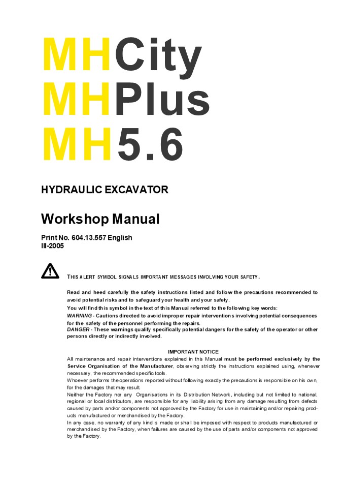 NEW HOLLAND MH PLUS WHEEL EXCAVATOR Service Repair Manual Instant Download
