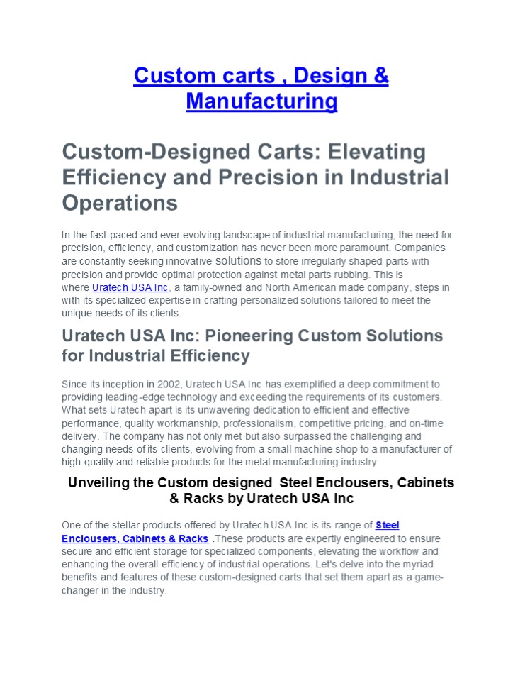 Custom carts , Design & Manufacturing