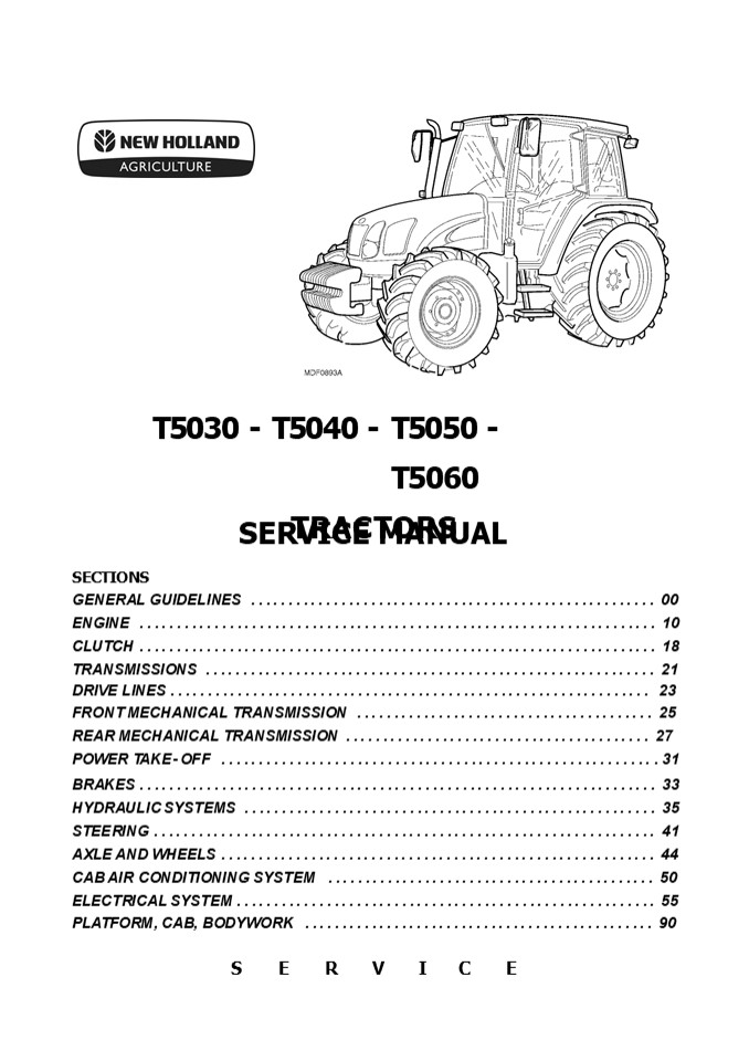 New Holland T5040 Tractor Service Repair Manual Instant Download