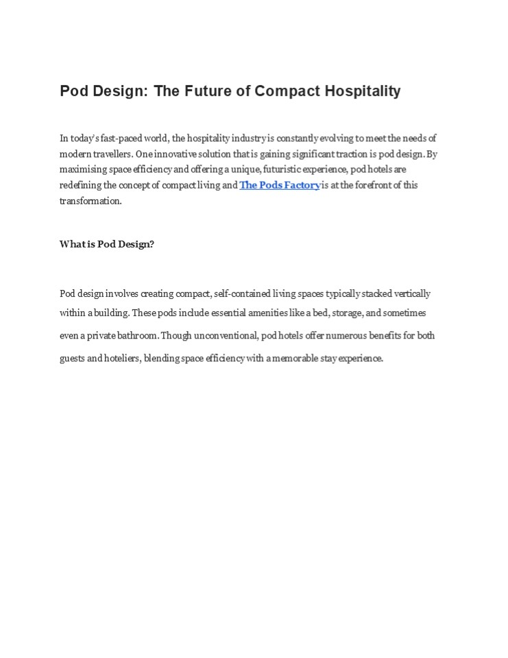 Pod Design: The Future of Compact Hospitality