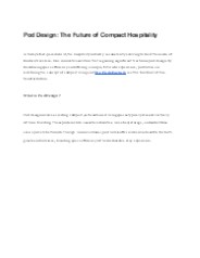 Pod Design: The Future of Compact Hospitality