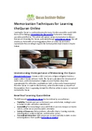 Memorization Techniques for Learning the Quran Online