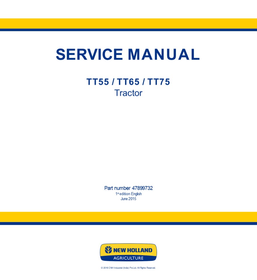 New Holland TT75 2WD Tractor Service Repair Manual Instant Download