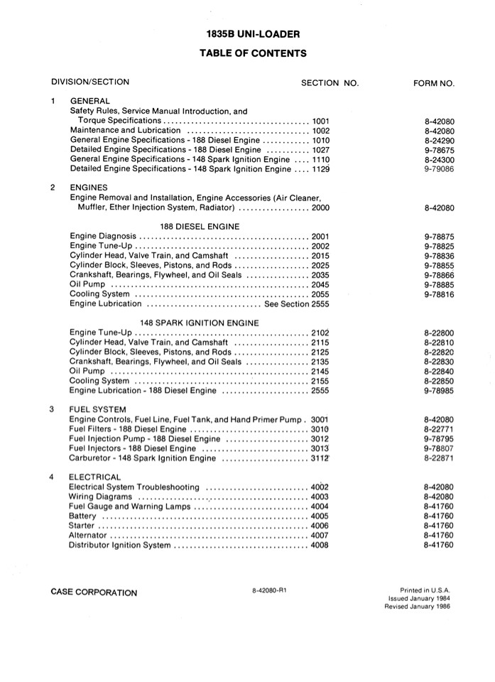 CASE 1835B UNI-LOADER Service Repair Manual Instant Download
