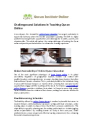 Challenges and Solutions in Teaching Quran Online