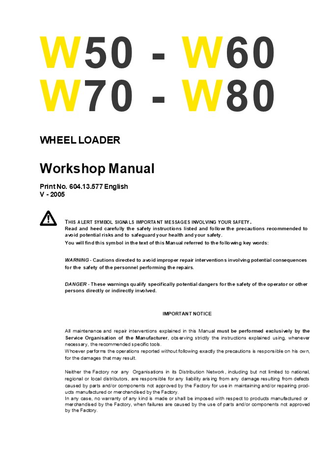 NEW HOLLAND W50 WHEEL EXCAVATOR Service Repair Manual Instant Download
