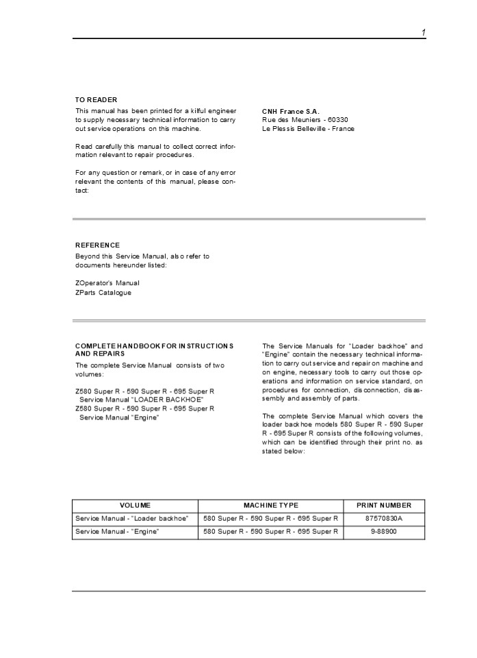 CASE 580 Super R Loader Backhoe Service Repair Manual Instant Download