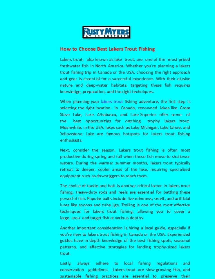 How to Choose Best Lakers Trout Fishing