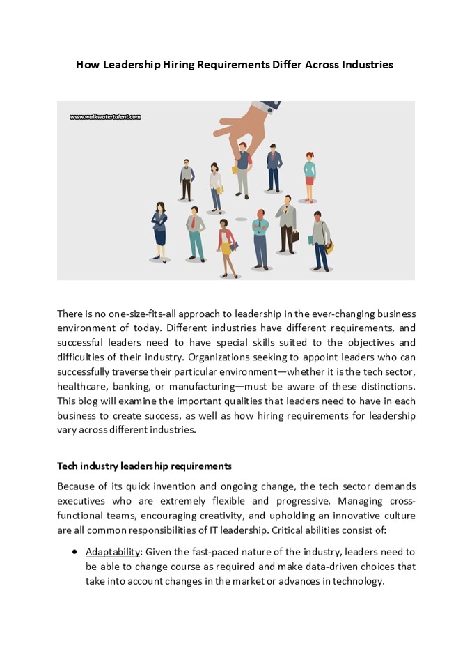 How Leadership Hiring Requirements Differ Across Industries