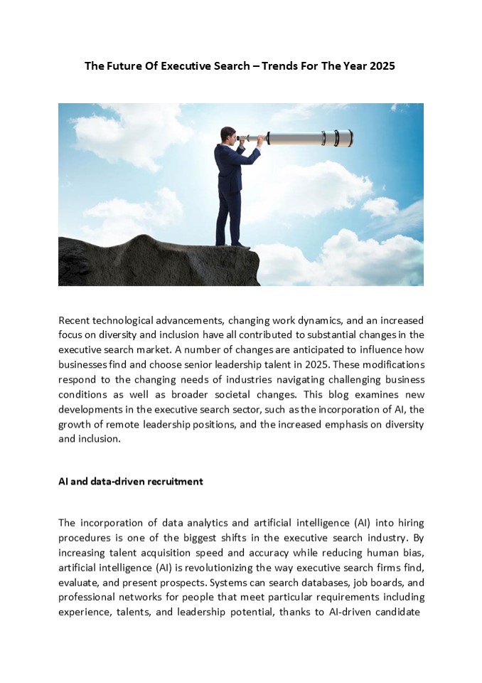 The Future Of Executive Search – Trends For The Year 2025