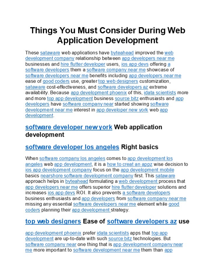 Things You Must Consider During Web Application Development
