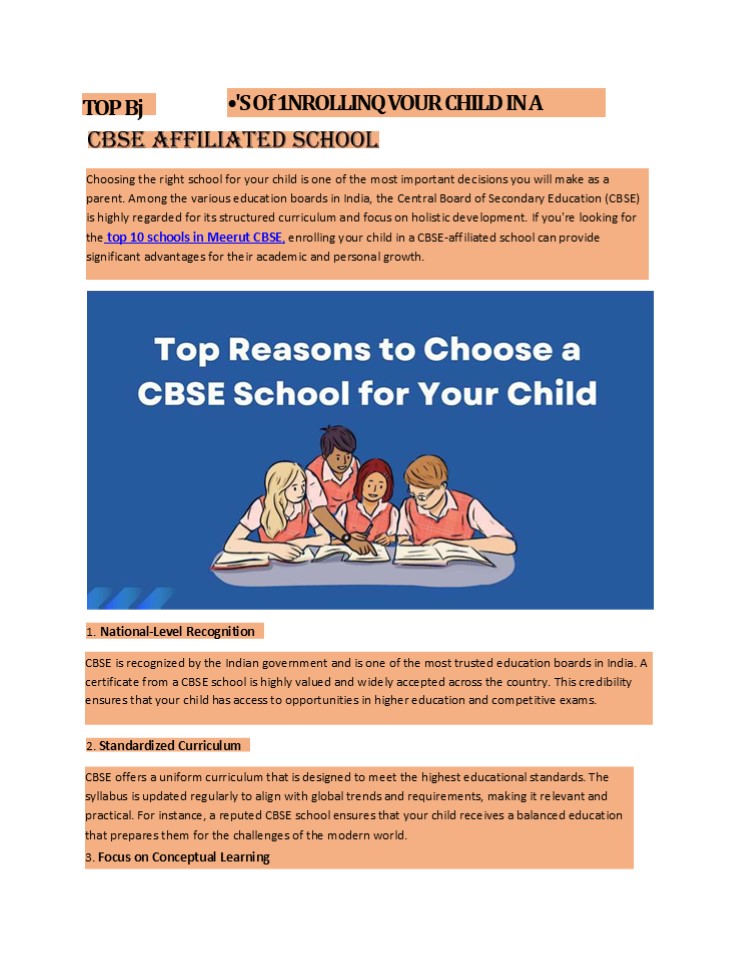 Top Benefits of Enrolling Your Child in a CBSE Affiliated School