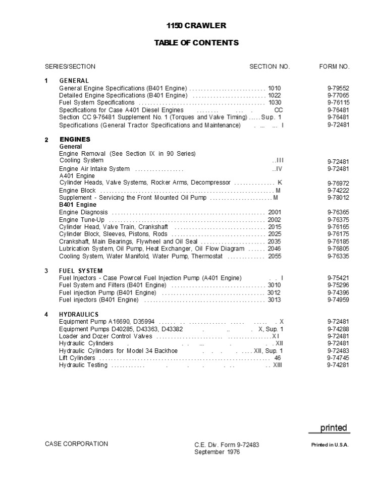 CASE 1150 Crawler Dozer Service Repair Manual Instant Download