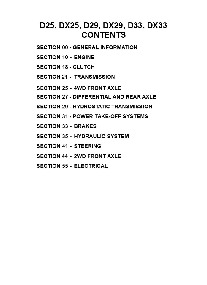 CASE IH DX25 Tractor Service Repair Manual Instant Download