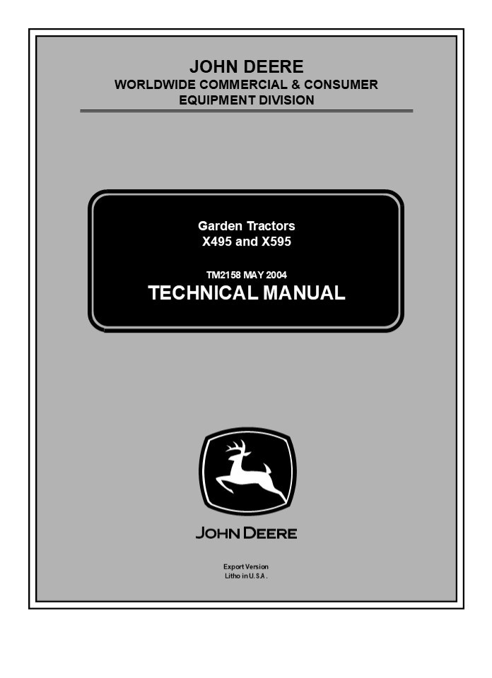 JOHN DEERE X495 LAWN & GARDEN TRACTOR Service Repair Manual Instant Download