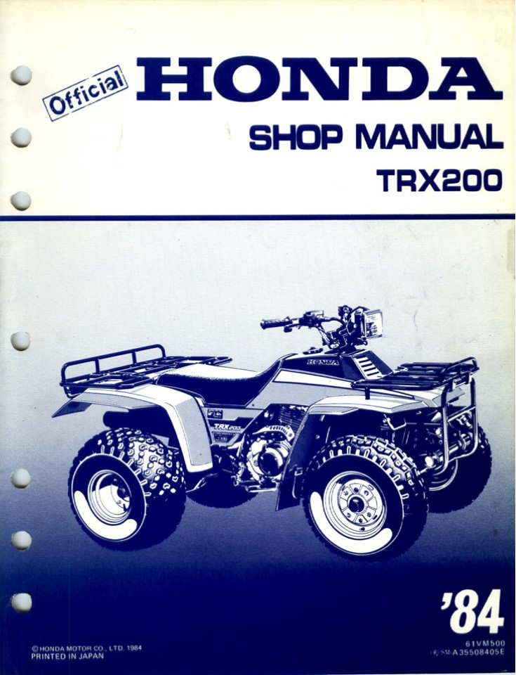 1984 Honda TRX200 Fourtrax Service Repair Manual Instant Download