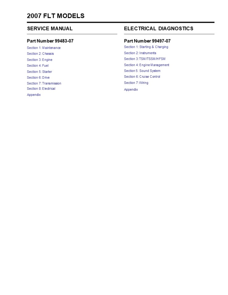 2007 Harley Davidson Touring Service Repair Manual Instant Download