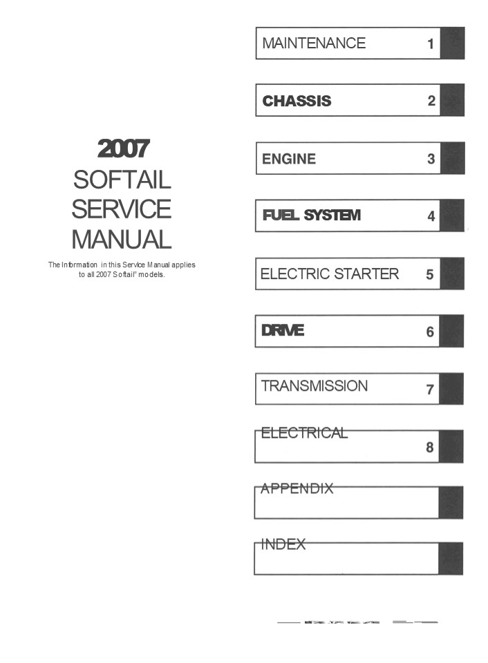 2007 Harley Davidson Softail Service Repair Manual Instant Download