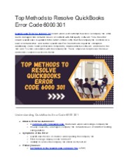 Top Methods to Resolve QuickBooks Error Code 6000 301