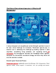 The Role of Recruitment Agencies in Effective HR Management