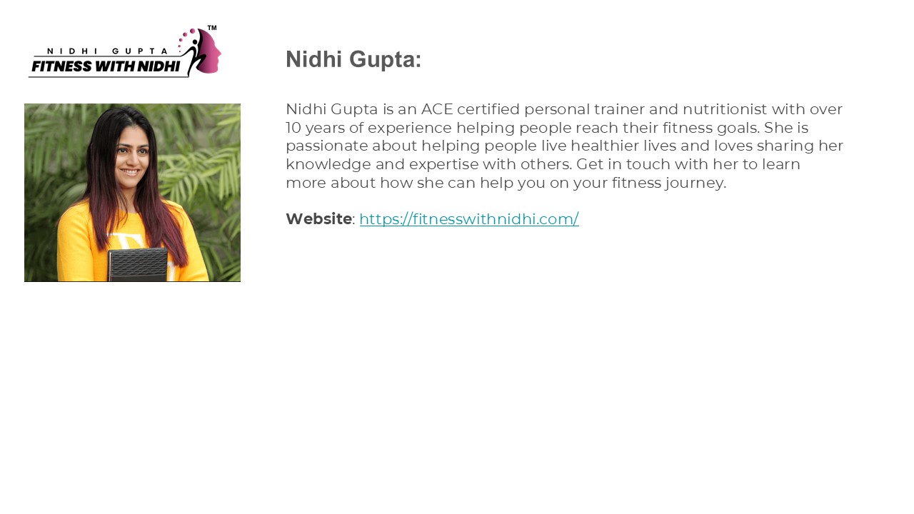 Online Health Coach, Diet Consultants & Fitness Plans: Nidhi Gupta