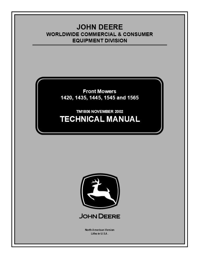 John Deere 1420 Front Mower Service Repair Manual Instant Download (TM1806)