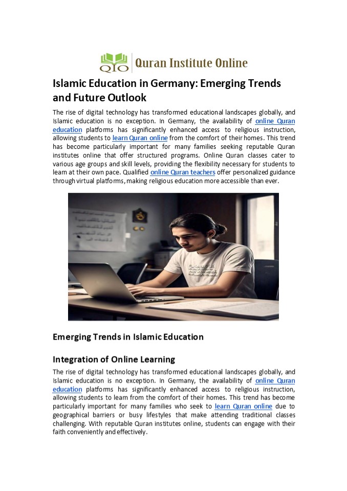 Islamic Education in Germany: Emerging Trends and Future Outlook