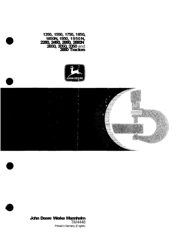 JOHN DEER 1850N TRACTOR Service Repair Manual Instant Download (TM4446)