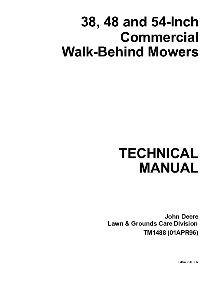 John Deere 38 Inch Commercial Walk-Behind Mower Service Repair Manual Instant Download