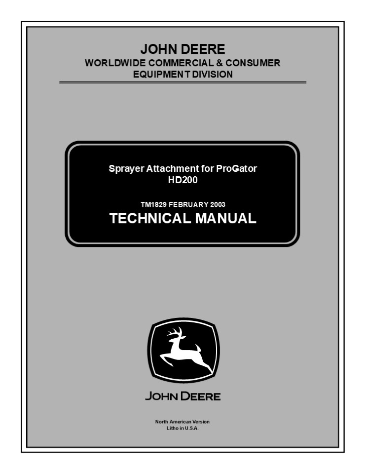 John Deere ProGator HD200 Service Repair Manual Instant Download (TM1829)