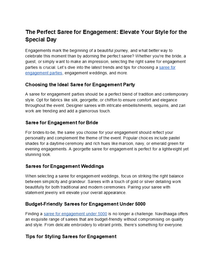 Best Saree for Engagement | Navdhaaga