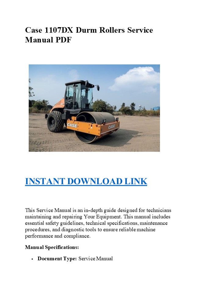 Case 1107DX Durm Rollers Service Manual PDF