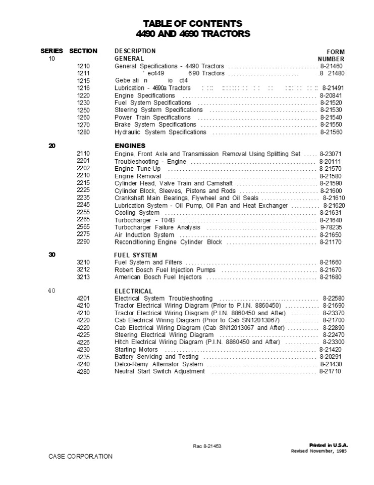 CASE IH 4490 Tractor Service Repair Manual Instant Download
