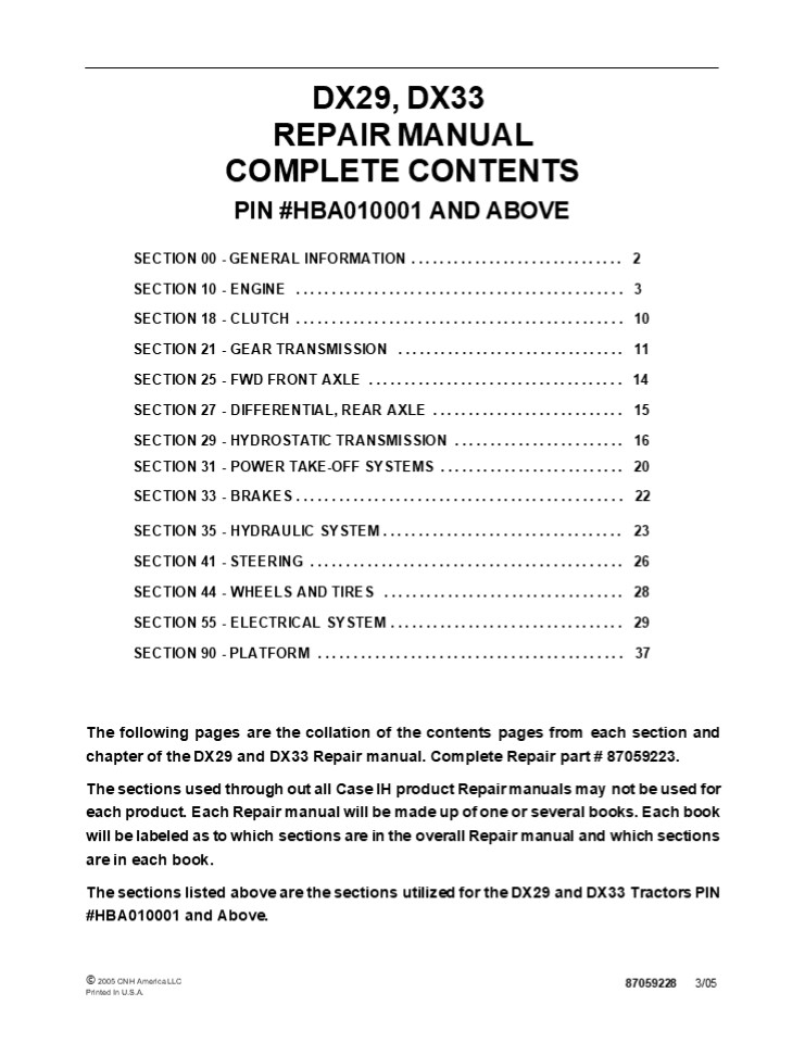 CASE IH DX33 Tractor Service Repair Manual Instant Download 2