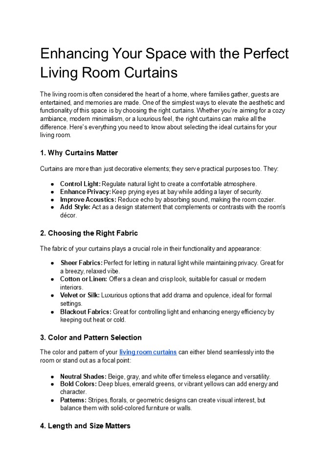 Enhancing Your Space with the Perfect Living Room Curtains