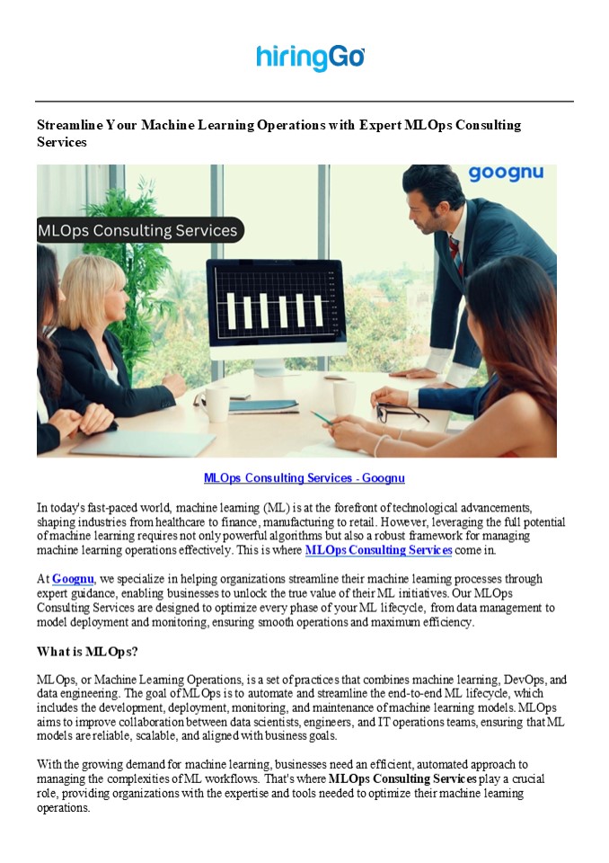 Expert MLOps Consulting Services - Goognu