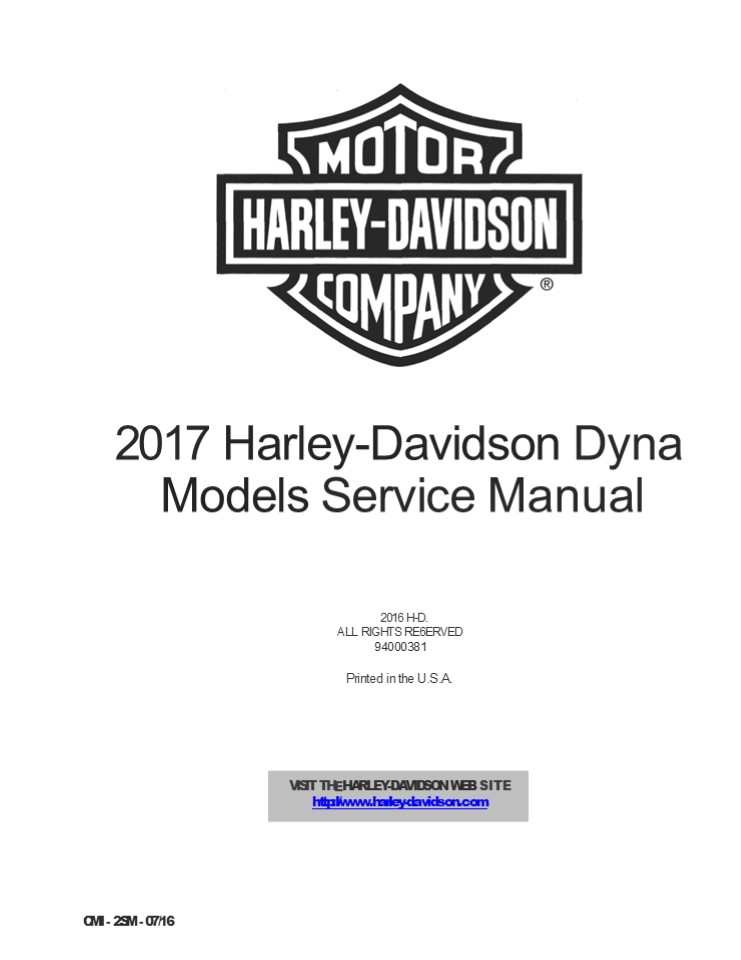 2017 Harley Davidson Dyna Service Repair Manual Instant Download