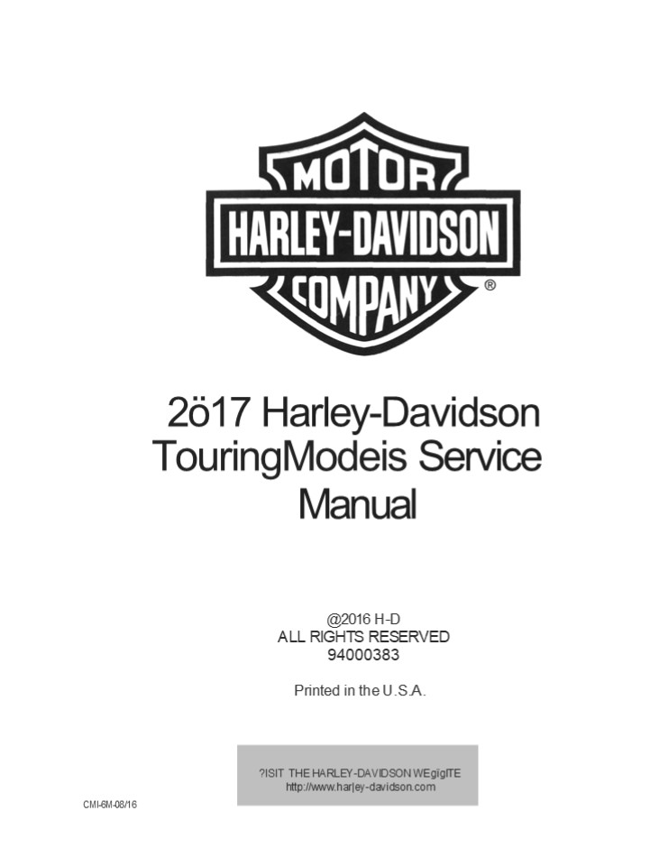 2017 Harley Davidson Touring Service Repair Manual Instant Download