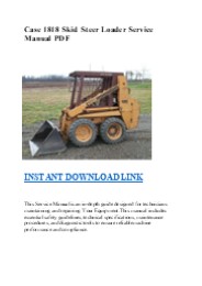 Case 1818 Skid Steer Loader Service Manual PDF
