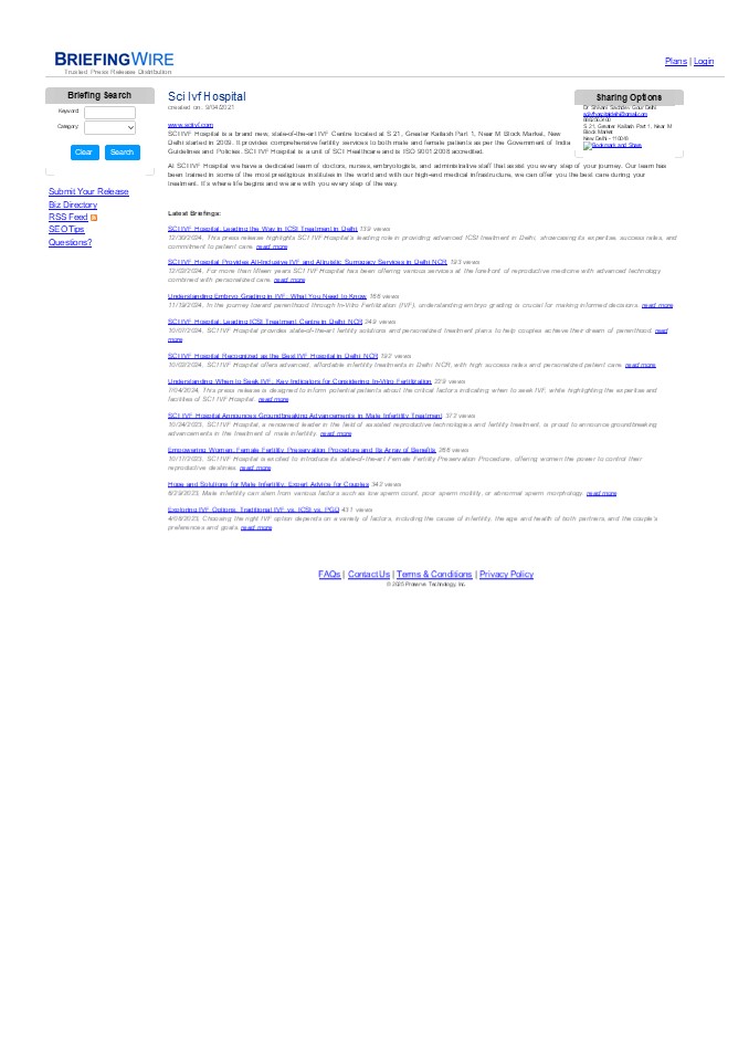 SCI IVF Hospital: Press Release Content