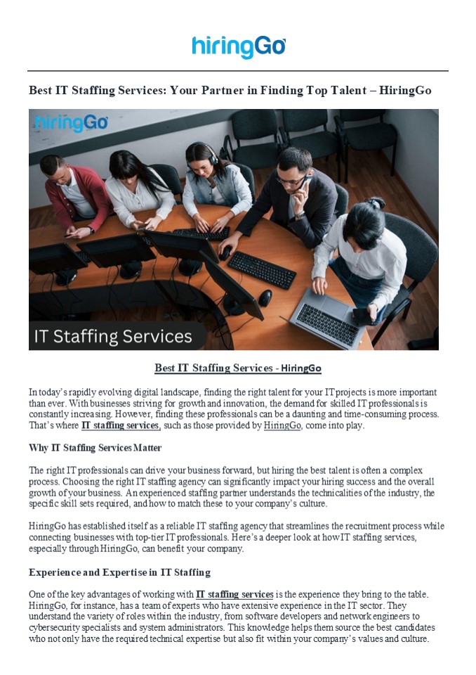Best IT Staffing Services - HiringGo