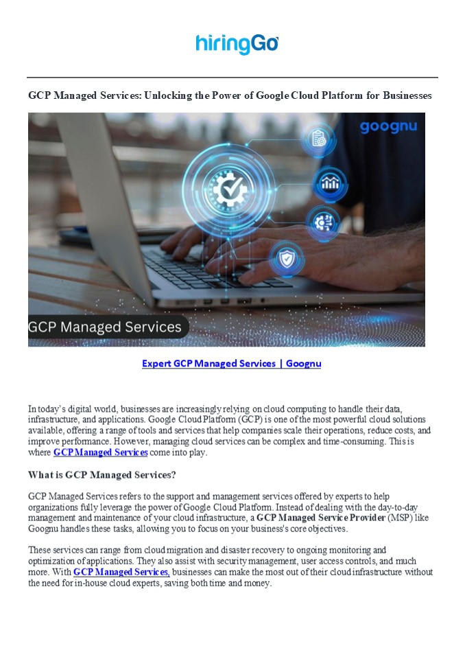 Expert GCP Managed Services | Goognu