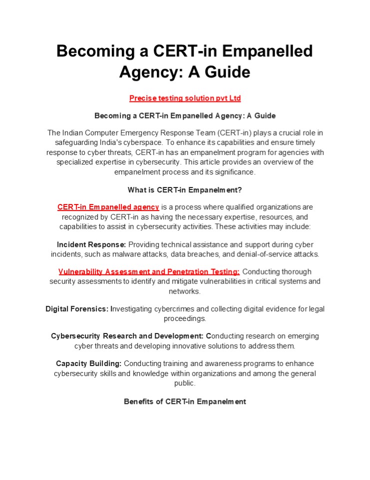 Cert-in empanelled Agency
