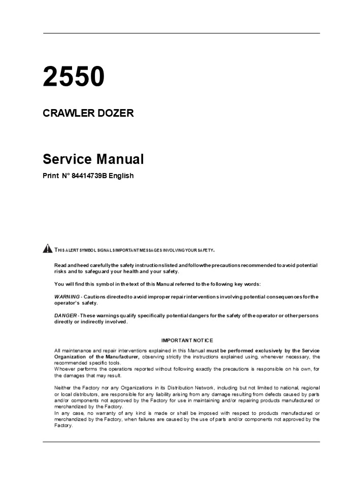 CASE 2550 Crawler Dozer Service Repair Manual Instant Download