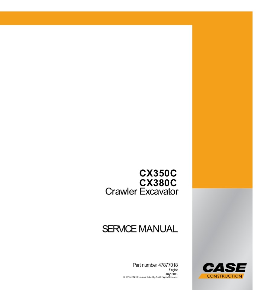CASE CX380C Crawler Excavator Service Repair Manual Instant Download