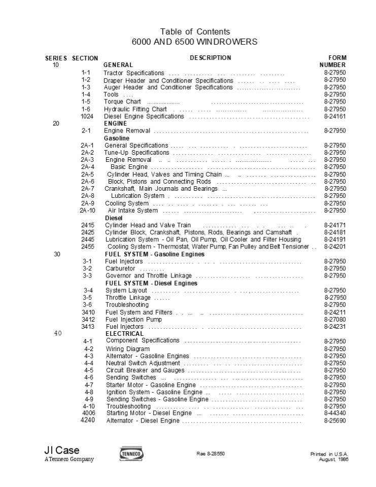 Case IH 6000 Windrower Service Repair Manual Instant Download