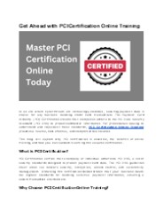 Get Certified with PCI Certification Online Training