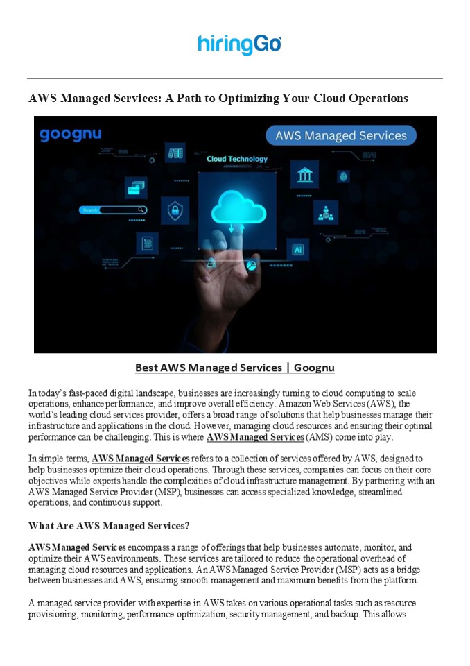 Best AWS Managed Services | Goognu