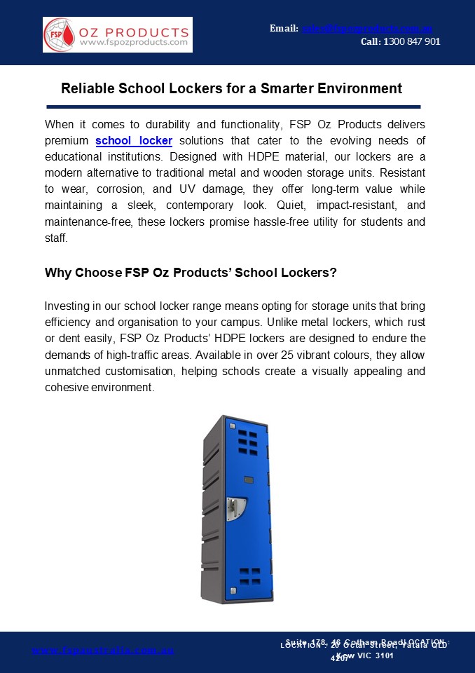 Reliable School Lockers for a Smarter Environment